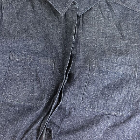 AG Adriano Goldschmied Denim Shirt S Dark Blue Buckle Detail Pockets EUC B68 - Picture 4 of 5